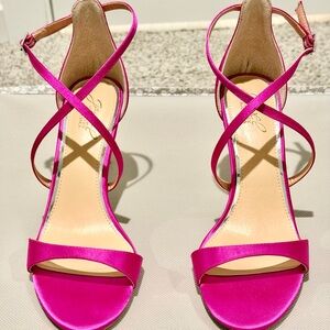 Jewel Badgley Mischka Fuchsia Strappy Heels